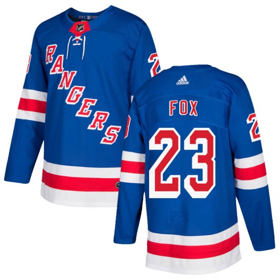 Men Adult Authentic New York Rangers #23 Adam Fox Royal Blue Home Adidas NHL Jersey